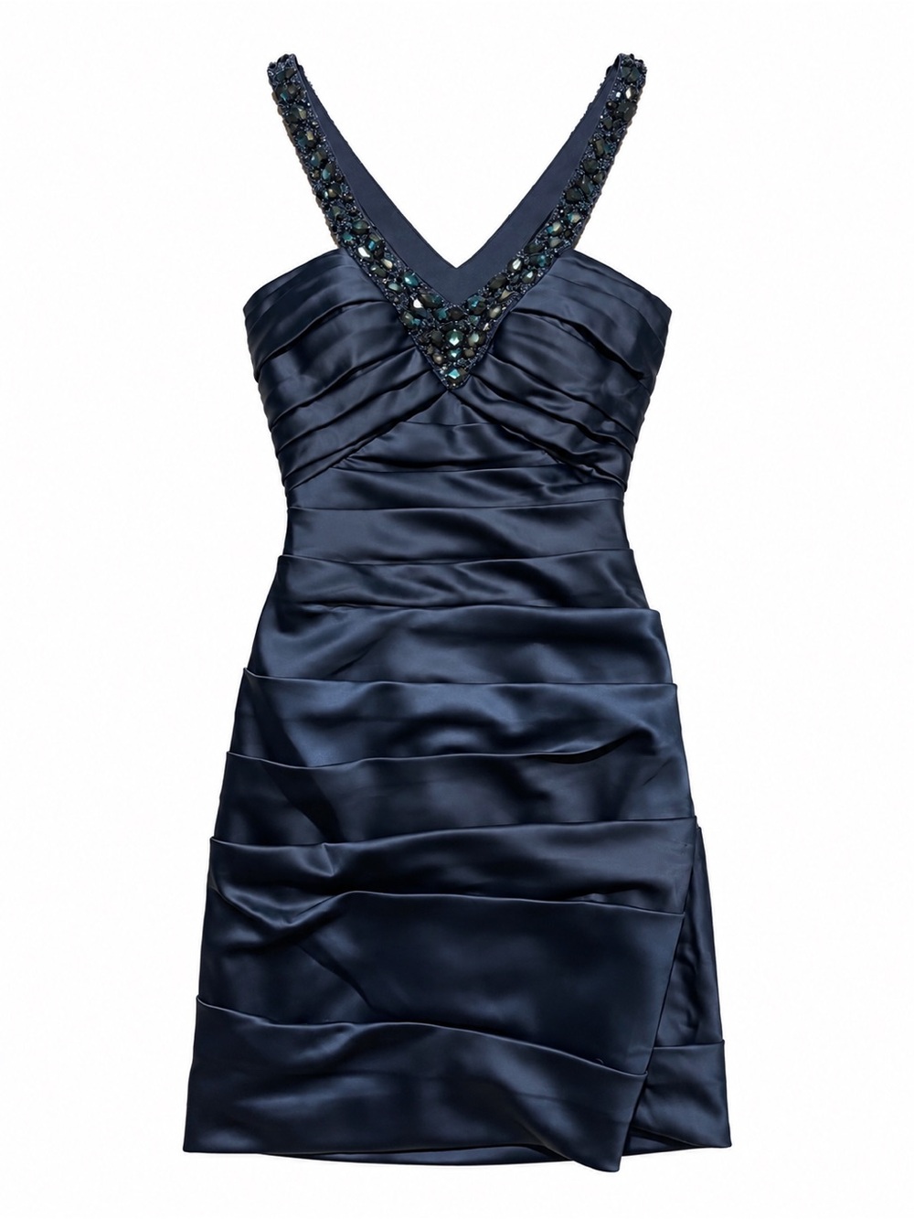 La Femme Navy Halter Cocktail Dress